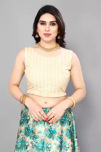 Beige Silk Fabric Ethnic Look Printed Lehenga Choli