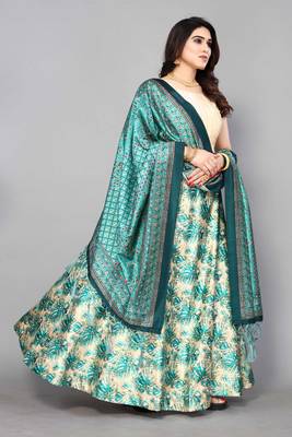 Beige Silk Fabric Ethnic Look Printed Lehenga Choli 4