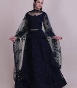 Blue Net Fabric Embroidery Work Girlie Bridesmaid Lehenga
