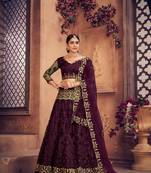 Purple Net Fabric Embroidery Work Girlie Bridesmaid Lehenga