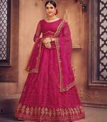 Pink Net Fabric Embroidery Work Girlie Bridesmaid Lehenga