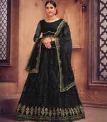 Black Net Fabric Embroidery Work Girlie Bridesmaid Lehenga