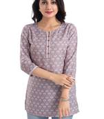 Pink rayon fabric designer printed formal short kurti