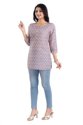 Pink rayon printed formal short kurti 3