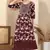 Wine printed long kurti with sequins work