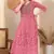 Pink printed long kurti with sequins work
