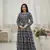 Multi georgette fabric printed and embroidered partywear gown