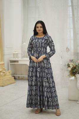 Multi georgette printed and embroidered partywear gown 5
