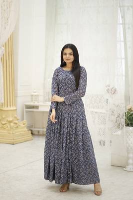 Multi georgette printed and embroidered partywear gown 5