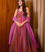 Glamorous bollywood style multy chinon fabric partywear gown