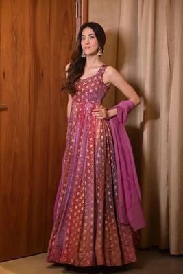 Glamorous bollywood style multy chinon partywear gown 3