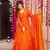 Glamorous bollywood style orange chinon fabric partywear gown