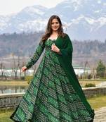 Glamorous bollywood style green rayon fabric partywear gown