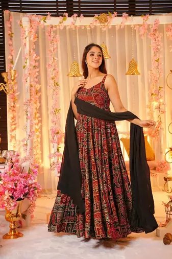 Glamorous bollywood style multy rayon partywear gown