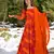 Glamorous bollywood style orange rayon fabric partywear gown