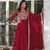 Maroon faux georgette partywear gown with dupatta for ceremonial looks