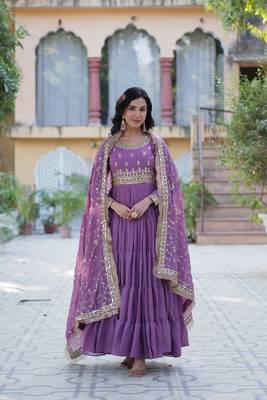 Onion beautiful designer sequance embroidery work heavy partywear gown with dupatta 1