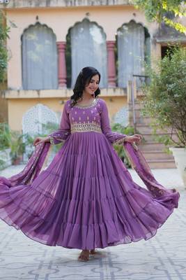 Onion beautiful designer sequance embroidery work heavy partywear gown with dupatta 3