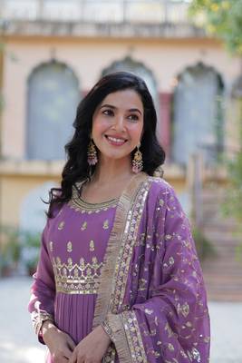 Onion beautiful designer sequance embroidery work heavy partywear gown with dupatta 4