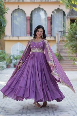 Onion beautiful designer sequance embroidery work heavy partywear gown with dupatta 5