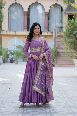 Onion beautiful designer sequance embroidery work heavy partywear gown with dupatta 6
