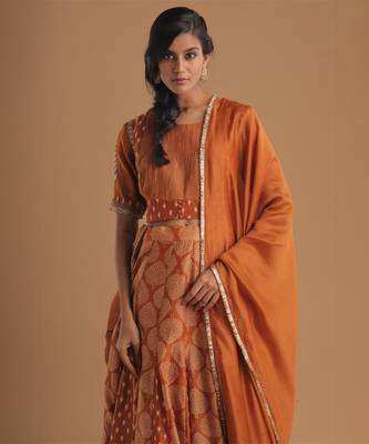 Lehenga With Pintuck Choli And Godet Skirt 2