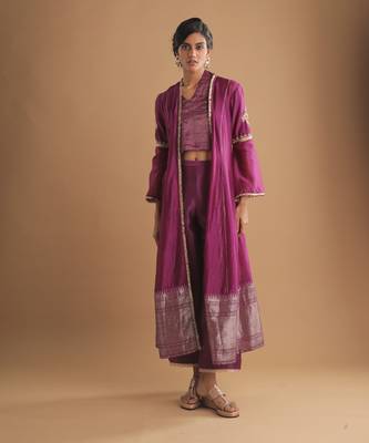 Mystic surmai jamuni jacket set 1