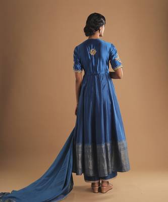 Manmohak peacock blue kurta set 3