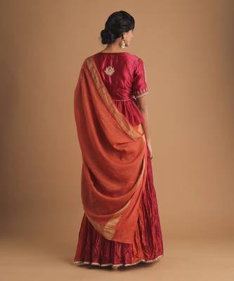 Matka Yoke Silk Choli With Godet Lehenga And Dupatta 2