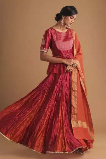 Matka Yoke Silk Choli With Godet Lehenga And Dupatta