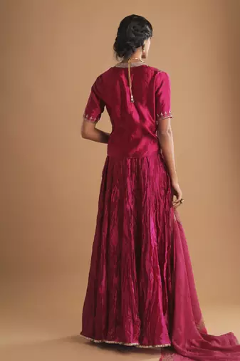 Double Layer Choli With Zardozi And Multi Color Silk Skirt