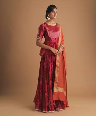 Matka Yoke Silk Choli With Godet Lehenga And Dupatta 1