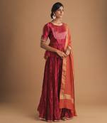 Matka Yoke Silk Choli With Godet Lehenga And Dupatta