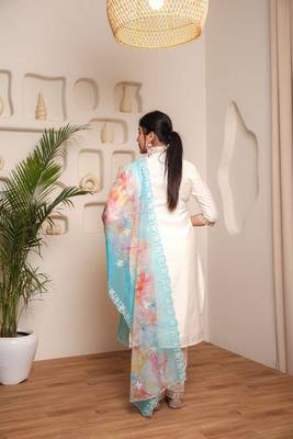 Off white chanderi cotton fabric ceremonial wear salwar kameez 2