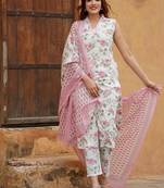 Pink cotton slub fabric beautiful printed salwar kameez