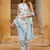 Blue cotton slub fabric beautiful printed salwar kameez