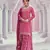 Pink embroidered chinon fabric sharara dress
