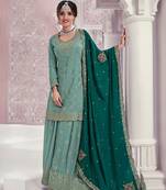 Pista designer embroidered chinon fabric sharara dress