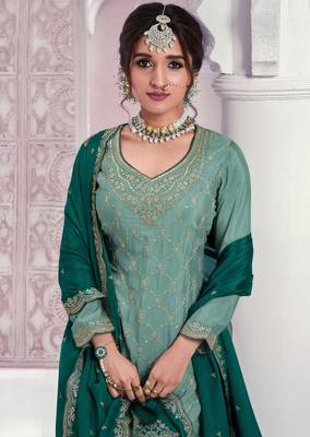 Pista embroidered chinon fabric sharara dress 2
