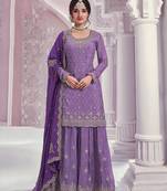 Violet designer embroidered chinon fabric sharara dress