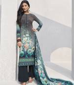 Grey crepe fabric ceremonial salwar suit