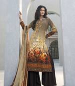 Brown crepe fabric ceremonial salwar suit