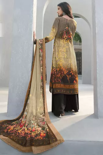 Brown crepe fabric ceremonial salwar suit