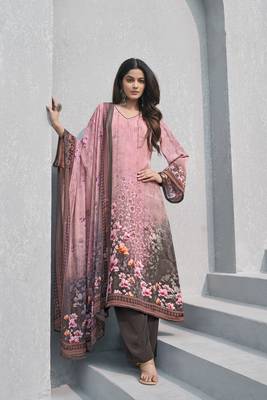 Pink crepe fabric ceremonial salwar suit 1