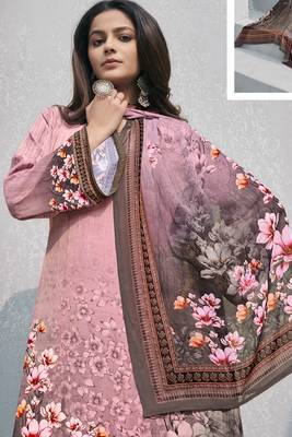 Pink crepe fabric ceremonial salwar suit 2