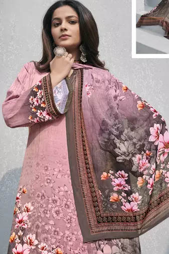 Pink crepe fabric ceremonial salwar suit