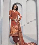 Orange crepe fabric ceremonial salwar suit
