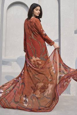 Orange crepe fabric ceremonial salwar suit 2