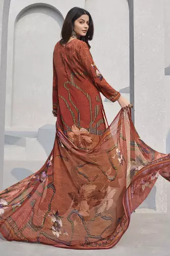 Orange crepe fabric ceremonial salwar suit