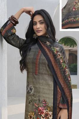 Grey crepe fabric ceremonial salwar suit 2